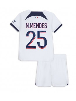 Paris Saint-Germain Nuno Mendes #25 Replika Borta Kläder Barn 2023-24 Kortärmad (+ byxor)